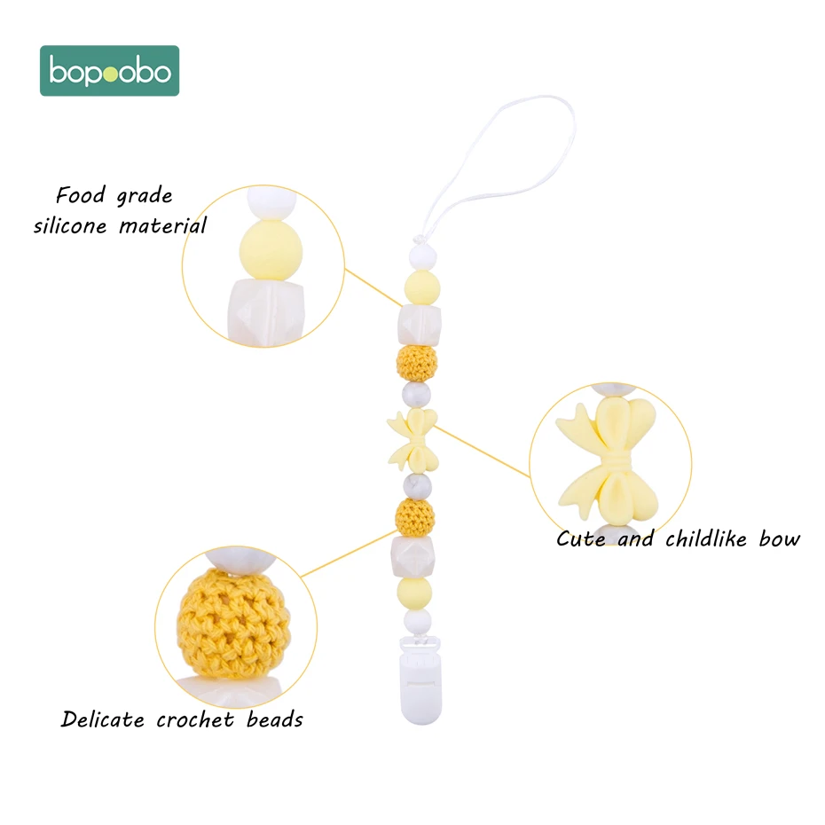 Bopoobo 1 шт., детская погремушка, соска с зажимом, пищевые силиконовые бусины для жевания, браслет для тренировок, Набор детских силиконовых сосок с цепочкой