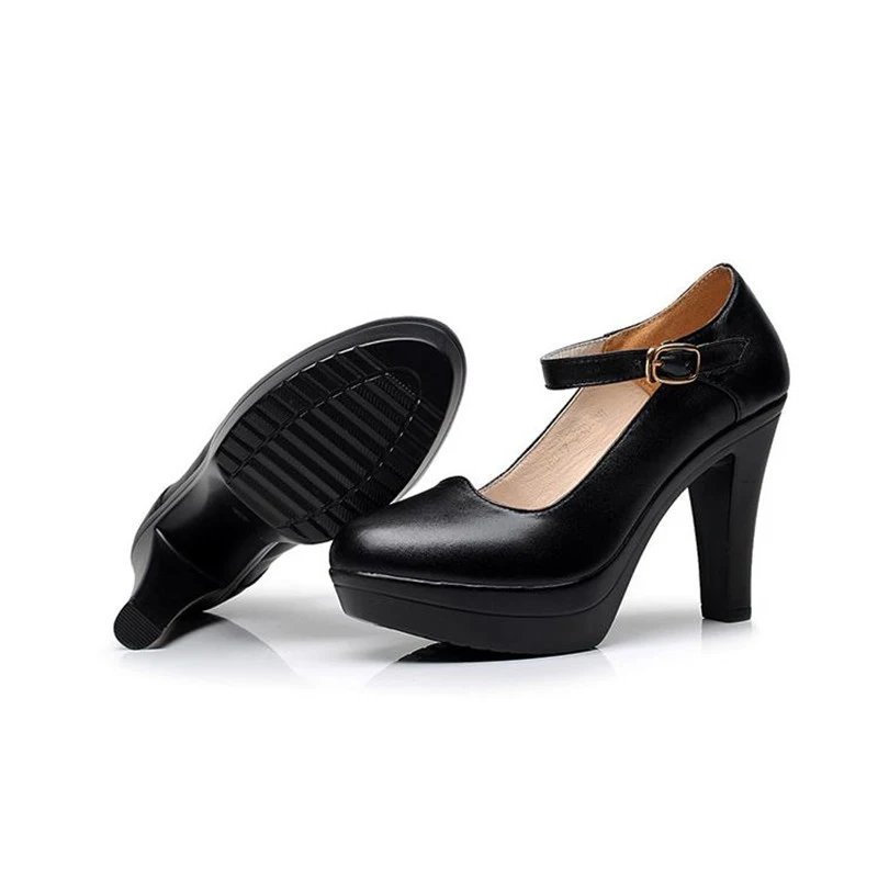 TIMETANGFashion/женские туфли-лодочки на платформе; коллекция года; ботильоны; обувь из натуральной кожи с пряжкой; женские офисные туфли на высоком каблуке; BlackE1258