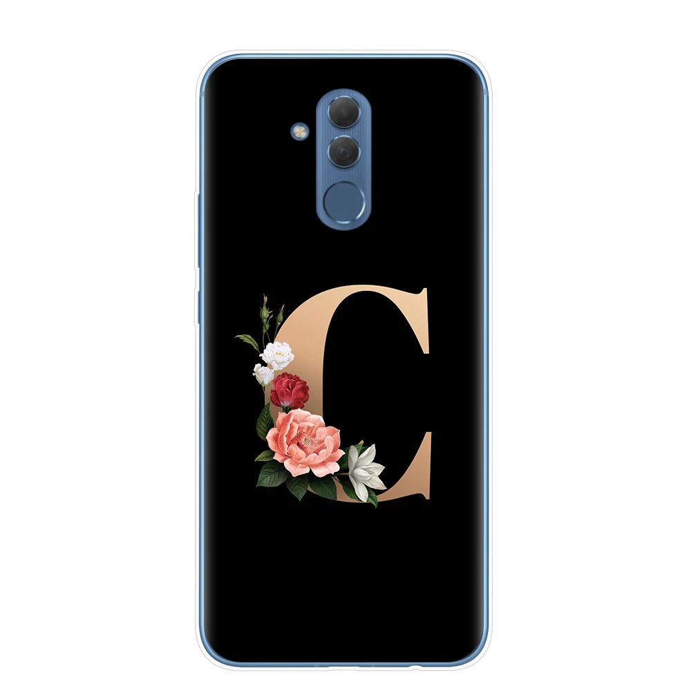 Классический элегантный цветочный алфавит шрифт письмо Телефон чехол для Huawei Mate 10 20 30 Lite Pro Y9 чехол мягкий TPU Coque Etui Funda