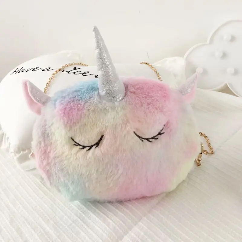 

1Pc Kawaii Unicorn Diagonal Cross Bag 2019 Handbag Sling Bags Plush Small Beg Makeup Cosmetic Bag Messenger Zipper Girl Gift