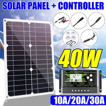 

New 40W 18V Mono Solar Panel Dual 12V/5V DC USB Monocrystaline Flexible Solar Charger Cells For Car RV Boat Battery Charger