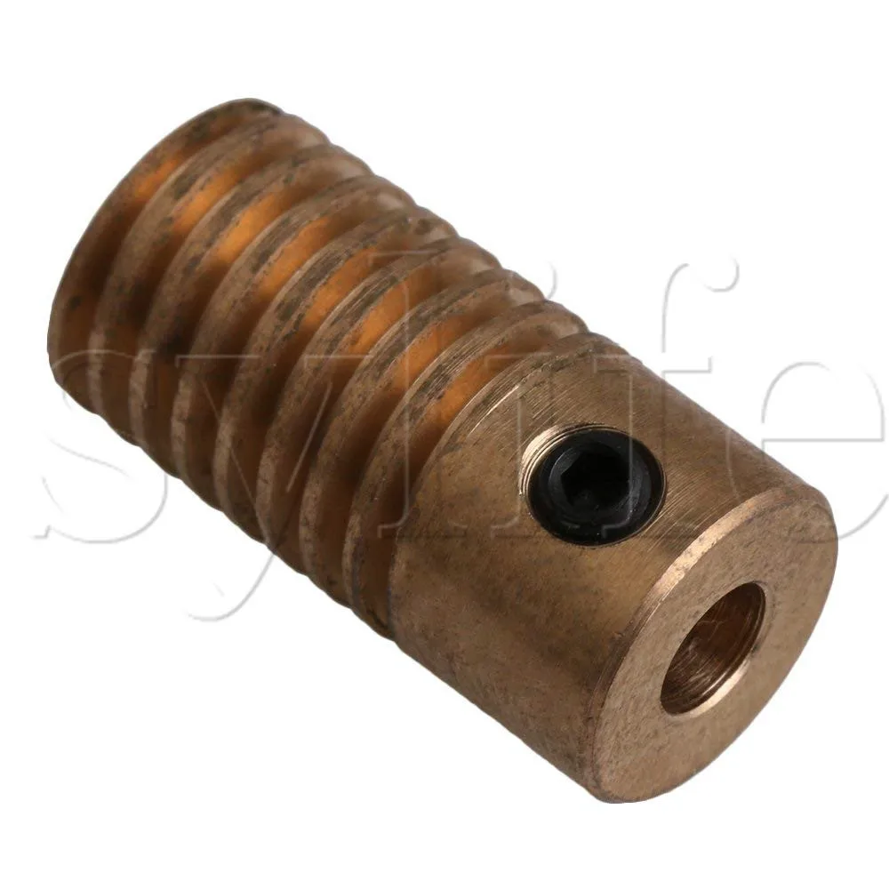 Yellow 4MM Hole Dia Brass Worm Gear Shaft & 31MM 0D 60 Teeth Brass Worm Gear Wheel 0.5 Modulus Set
