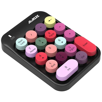

AJAZZ AK18 2.4G Wireless Digital Keypad Financial,Accounting External Round Keycap Wireless Mini Keyboard Power Saving