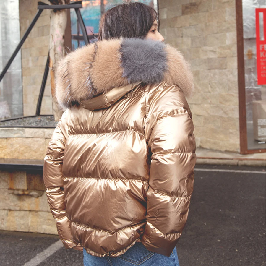 Kopen Dubbelzijdig Wear Fur Hooded Down Jassen Vrouwen Solide Losse Parka Jas Vrouwelijke Dikker Warme Winter Jassen Rits Casaco feminino