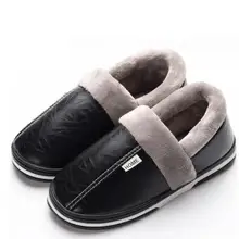 New Winter Waterproof Men Shoes Plush Men Slippers Warm Fur Thicken Cotton-Padded Home Slipper Indoor Flat Shoes Big Size 35-50