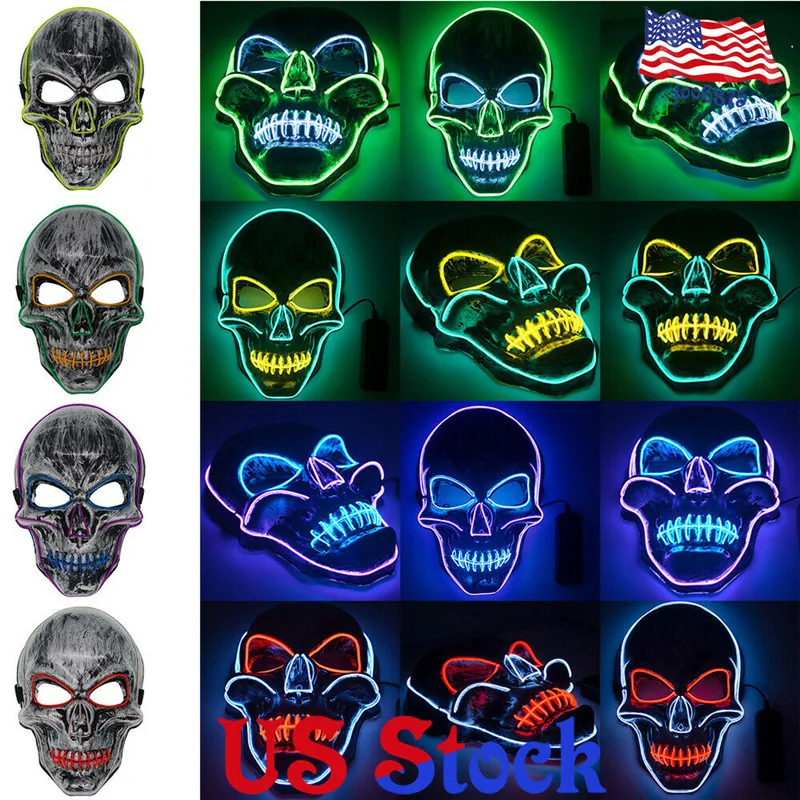 

Halloween Skeleton LED Mask Glow Scary EL-Wire Mask Light Up Cosplay Masks Halloween Masquerade Masks Incredibles Party Mask