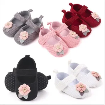 

2020 Baby First Walkers Lovely Flower Infants Cotton Shoes Antislip Newborn Girls Crib Shoes