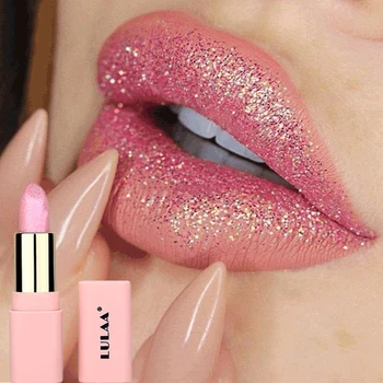 

Metallic rock sequin pearlescent lipstick lasting not easy to fade lipstick lasting moisturizing shiny flowing golden lipstick