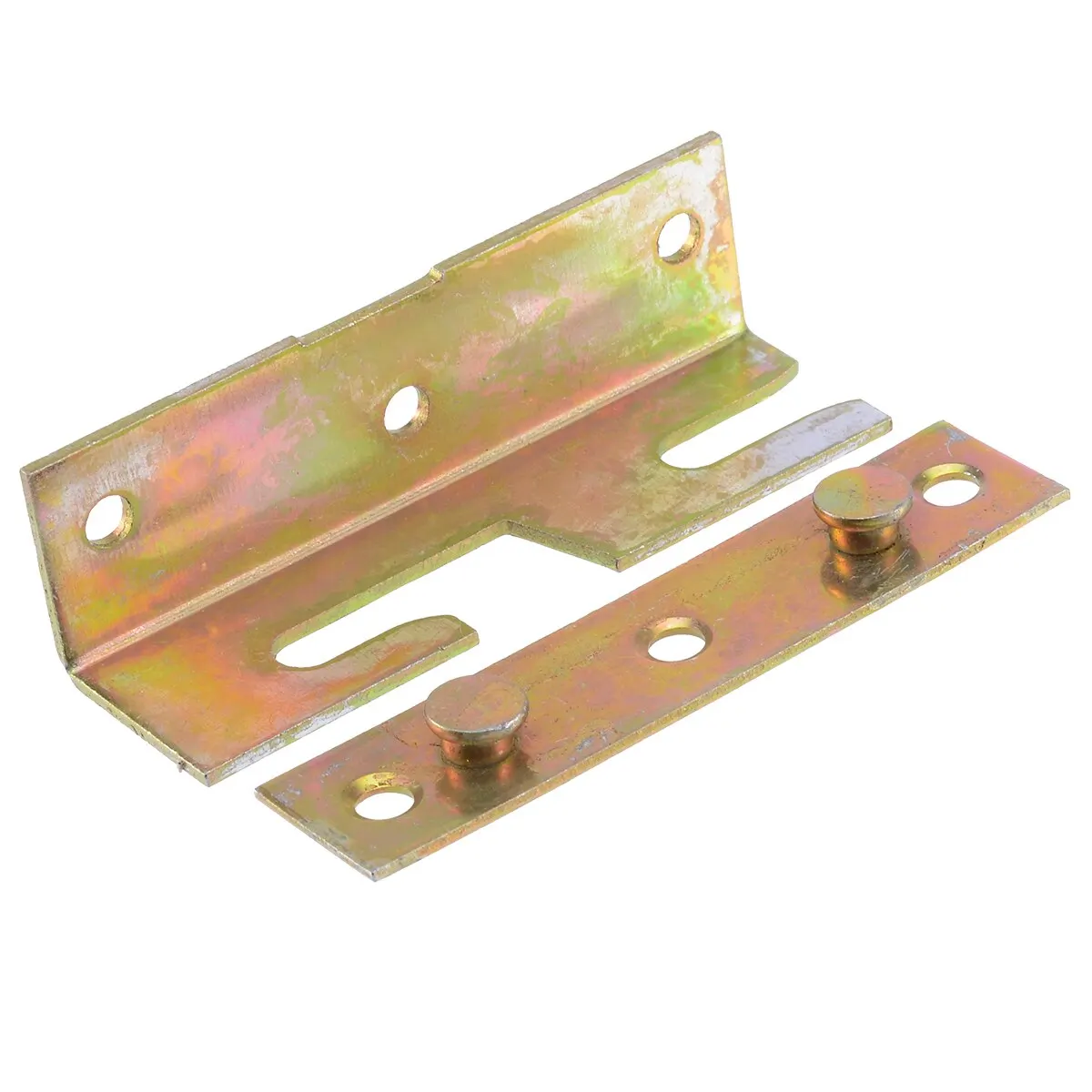 4 Set Brass Connection Corner Bed Hinge Tone Furniture Wood Bed Rail Hook Bracket Fitting Snap Connectors