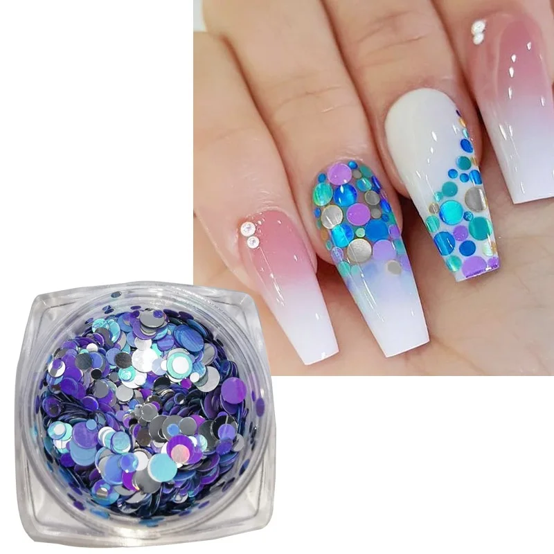 

Mixed Size 3D Ultrathin Sequins Nail Glitter Flakes Colorful Round Sparkly DIY Tips Manicure Paillette Nail Art Decorations RKMS