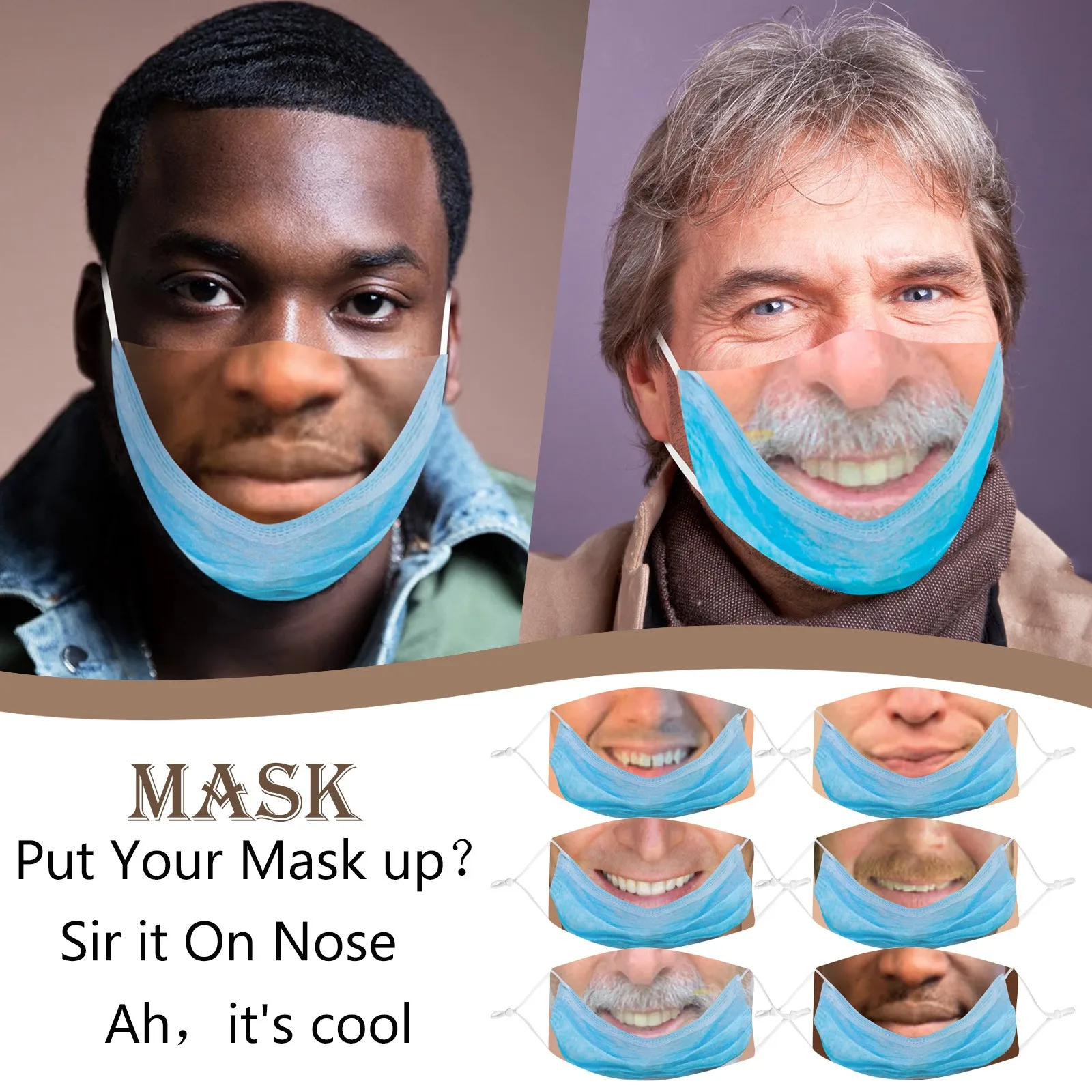 Смешная искусственная маска для взрослых мужчин не носят маску лица