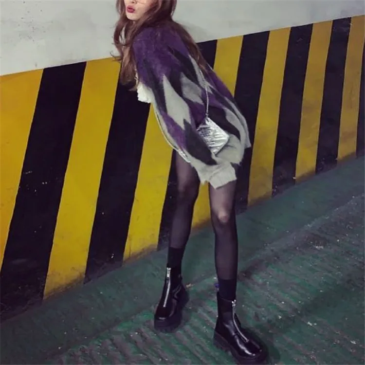 Kpop 4Minute Kim Hyun, ретро клетчатый свитер с длинными рукавами, женский корейский Весенний кардиган с v-образным вырезом, теплые свитера, женская одежда