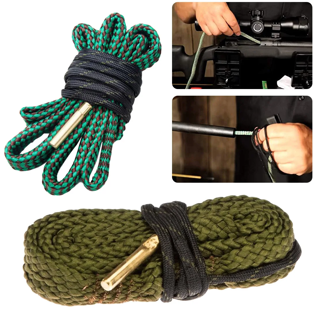 

Pro .22cal 5.56mm .38cal 9mm nato Brass bore snake rifle/pistol Gun cleaner boresnake Rope Rifle Barrel Hunting Gun cleaning kit