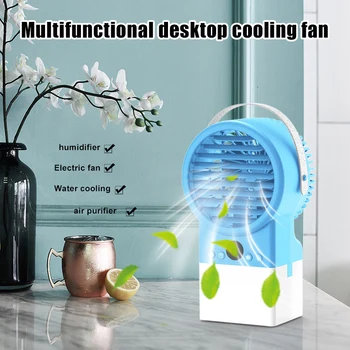 

Mini Desktop Air Conditioning Fan Cooling Fan Small Air Cooling Fan Portable LED Light Water Cooling Fan DTT88