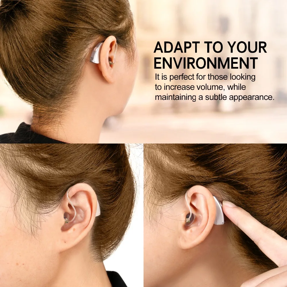  206 Ric Hearing Aid New Hearing Amplifiers RIC Sound Processing Adjustable Volume Smart Noise Cance