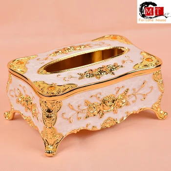 

Activity Full Reduction Large High-grade Gold Zinc Alloy Tissue Box Alloy Paper Box Napkin Box for Household Cars Tissue Boxes