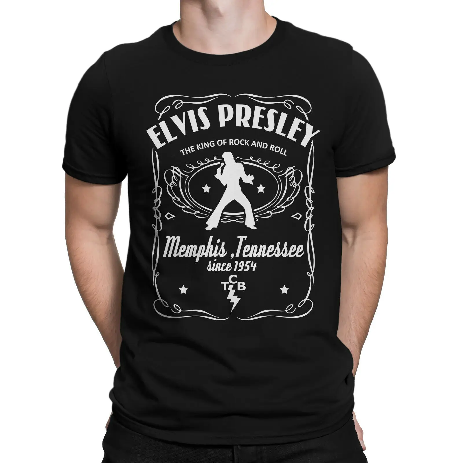 Telégrafo Previamente rural Elvis Presley etiqueta Memphis Tennessee Negro hombres camiseta - AliExpress