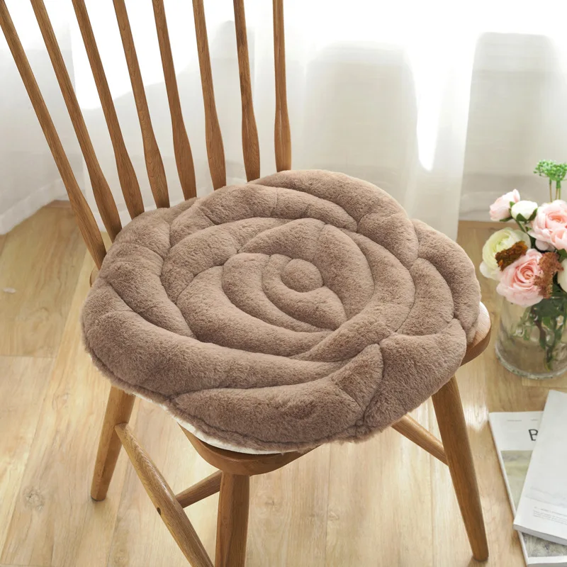 Elegant Rose Pillow Romantic Sofa Mat Cushion Pad Short Plush Bed Flower Wedding Home Decor Seat Cushion Valentine's Day Gift 