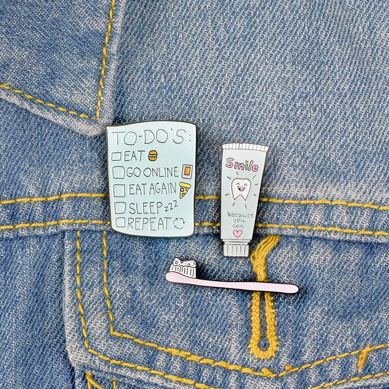 

Cartoon Badges Recipe Toothpaste Toothbrush Brooch for Women Cute Daily Supplies Enamel Pins Jewelry Clothes Bag Accessories