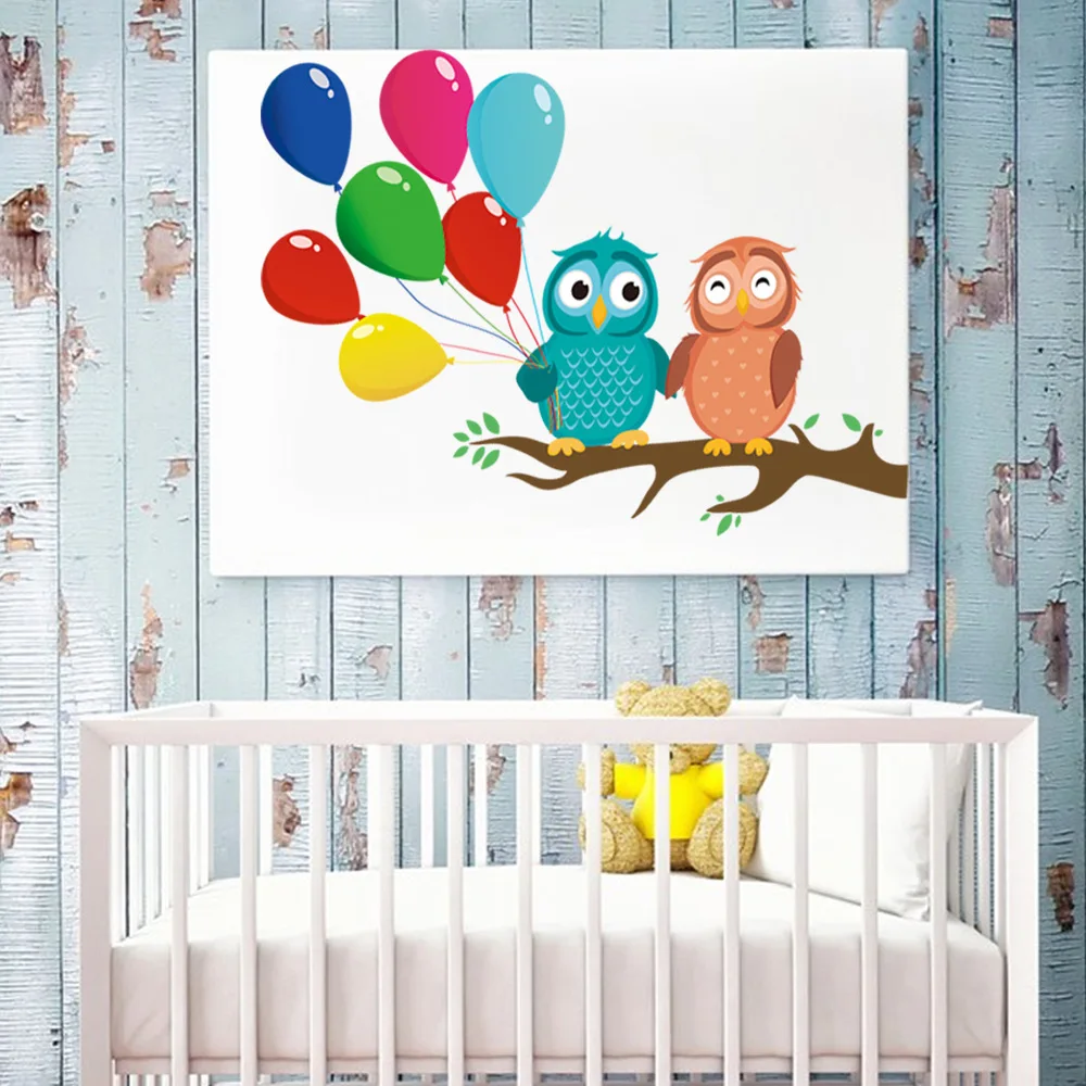 

Cartoon Owl Branches Colorful Balloon Wall Stickers for Children's Room Kindergarten Decoration Wall Stickers for Christmas Gift