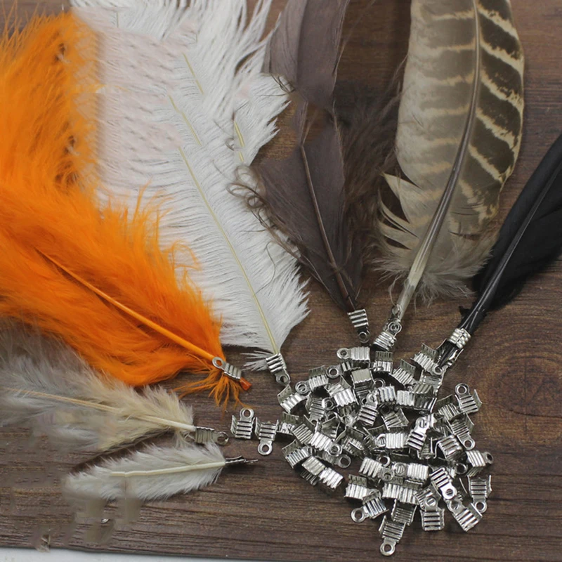 Clip de Metal de atrapasueños para pluma, accesorios hechos a mano, 20 piezas/Pcak