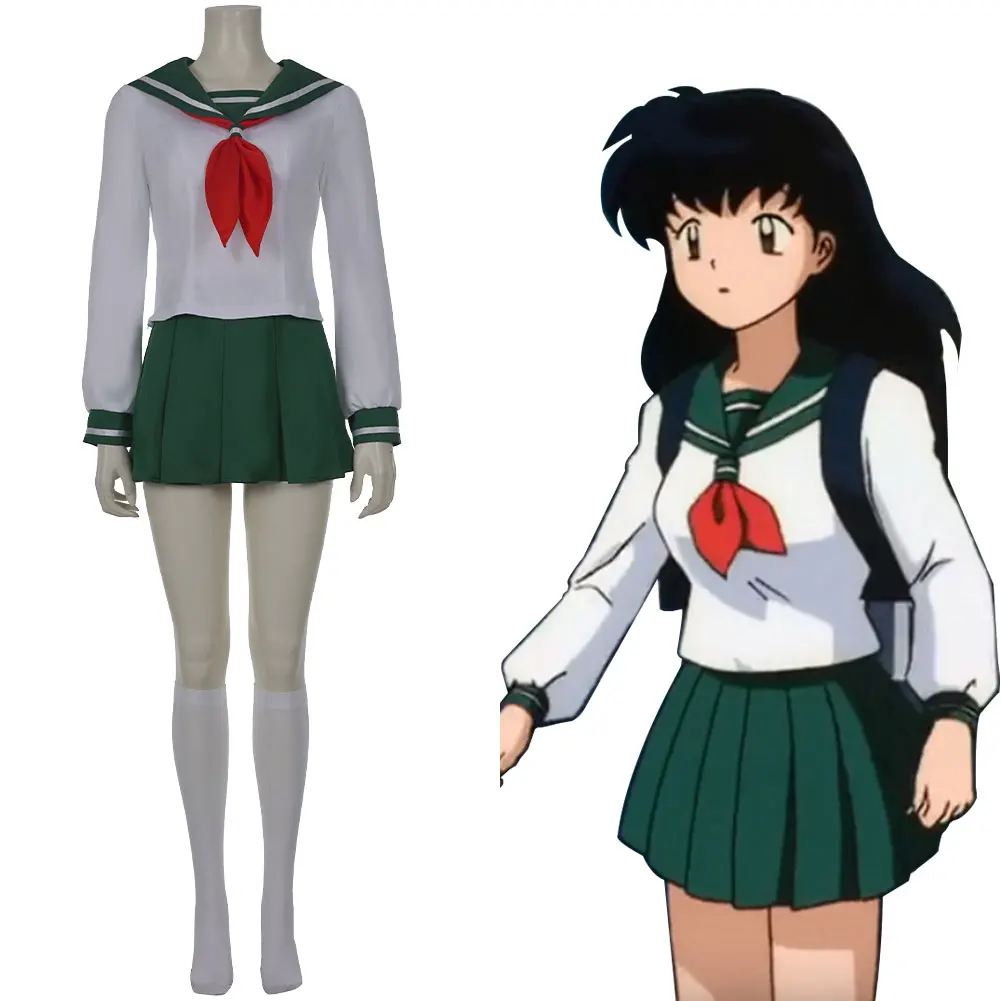 Аниме InuYasha Kagome higuurashi костюм для косплея женская униформа девочек рубашка юбка