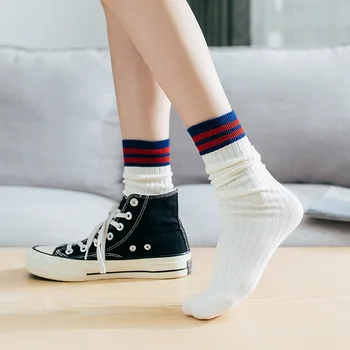 

Calcetines Mujer Sokken Women Socks 2019 Autumn And Winter New Korean Version Of The Wind Pile Socks Female Tube Cotton Ladies