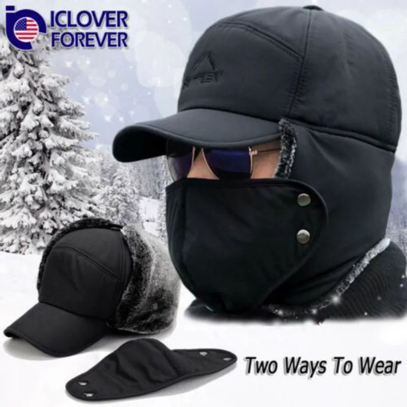 

Winter Trooper Windproof Cold Resistance Hat Face Shield Ear Protection Thick Warm Cycling Cap