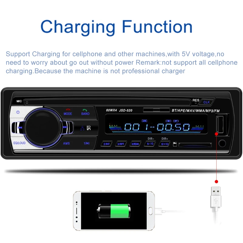 LTB FM автомобильный радиоприемник с Bluetooth стерео автомагнитола FM/AUX в приемник JSD 520