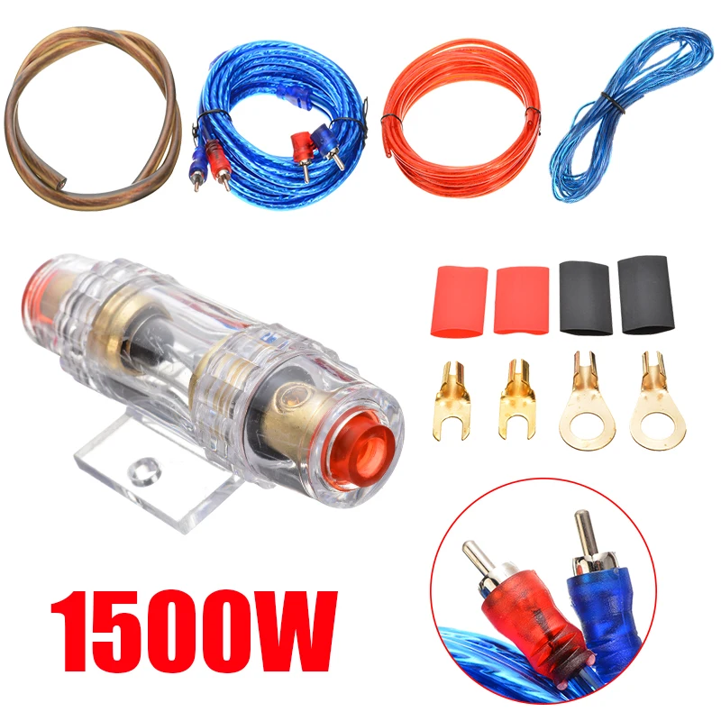 

1 Set 1500W Car Audio Wire Wiring Amplifier Installation Kit 60A AGU Fuse Holder 18GA Power Cable For Electrical Equipment