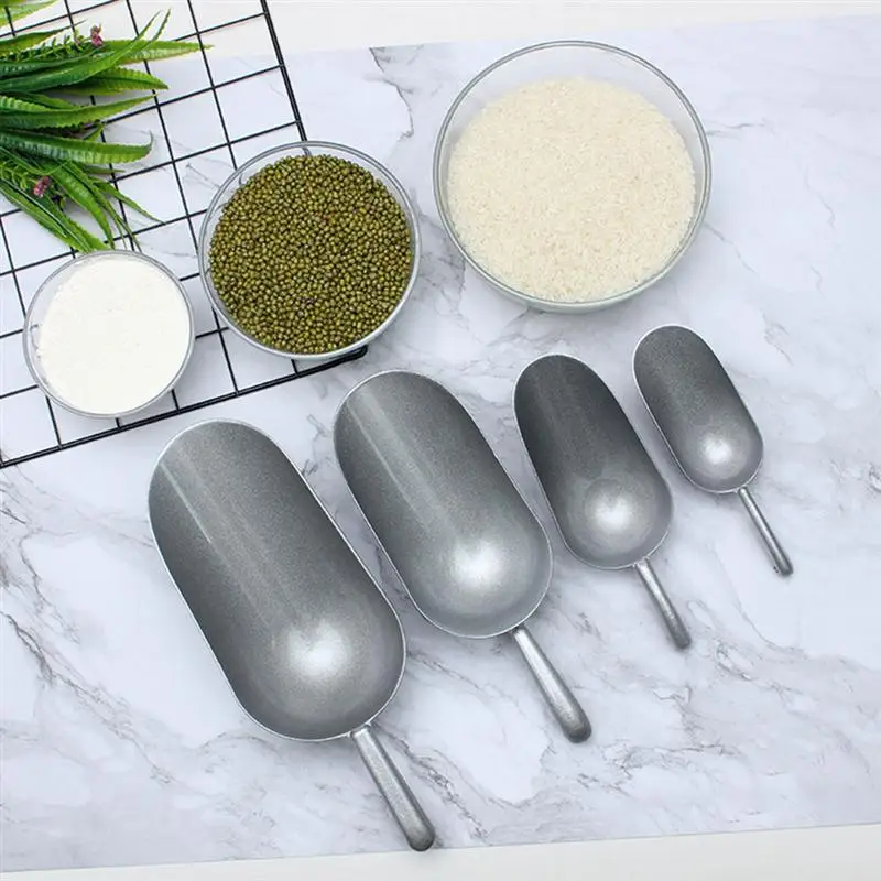 1Pc Zinc Alloy Food Shovel Home Kitchen Silver Flour Scoop Candy Nuts Beans Rice Dried Fruit Shovel Ice Scoop Kitchen Tool