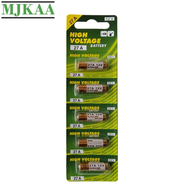 MJKAA 5 шт./карта 27A 12 В Первичная сухая щелочная батарея G27A GP27A A27 L828 V27GA EL812 EL-812 CA22 ALK27A