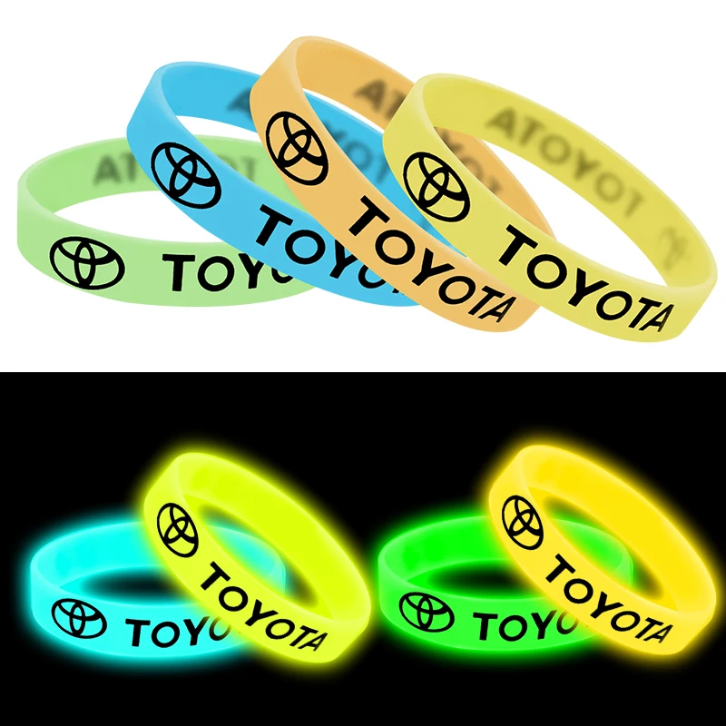 

HOT Luminous Silicone Car badge holographic bracelet sport bracelet wristband For toyota corolla chr auris rav4 yaris avensis