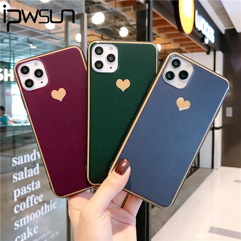 iPWSOO Love Heart Plain Phone Case For iPhone 11 Pro Max X XS XR Xs Ultra Thin Hard PC Back Cover 6 6s 7 8 Plus |