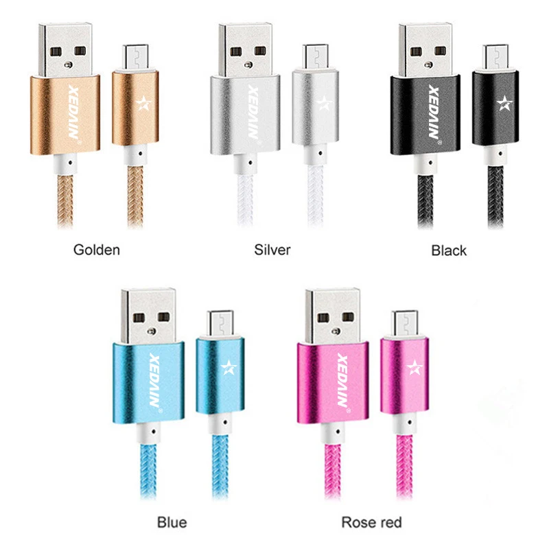 Металлический нейлоновый Плетеный Micro USB кабель XEDAIN 1 м 2 3 зарядное устройство для