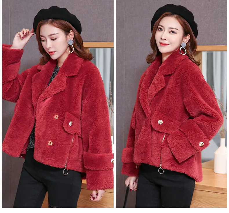 Autumn And Winter Fur Clothing Granule Sheep Shearing New Style Lambs Wool Composite materials Fur Women's Fashion Solid Color