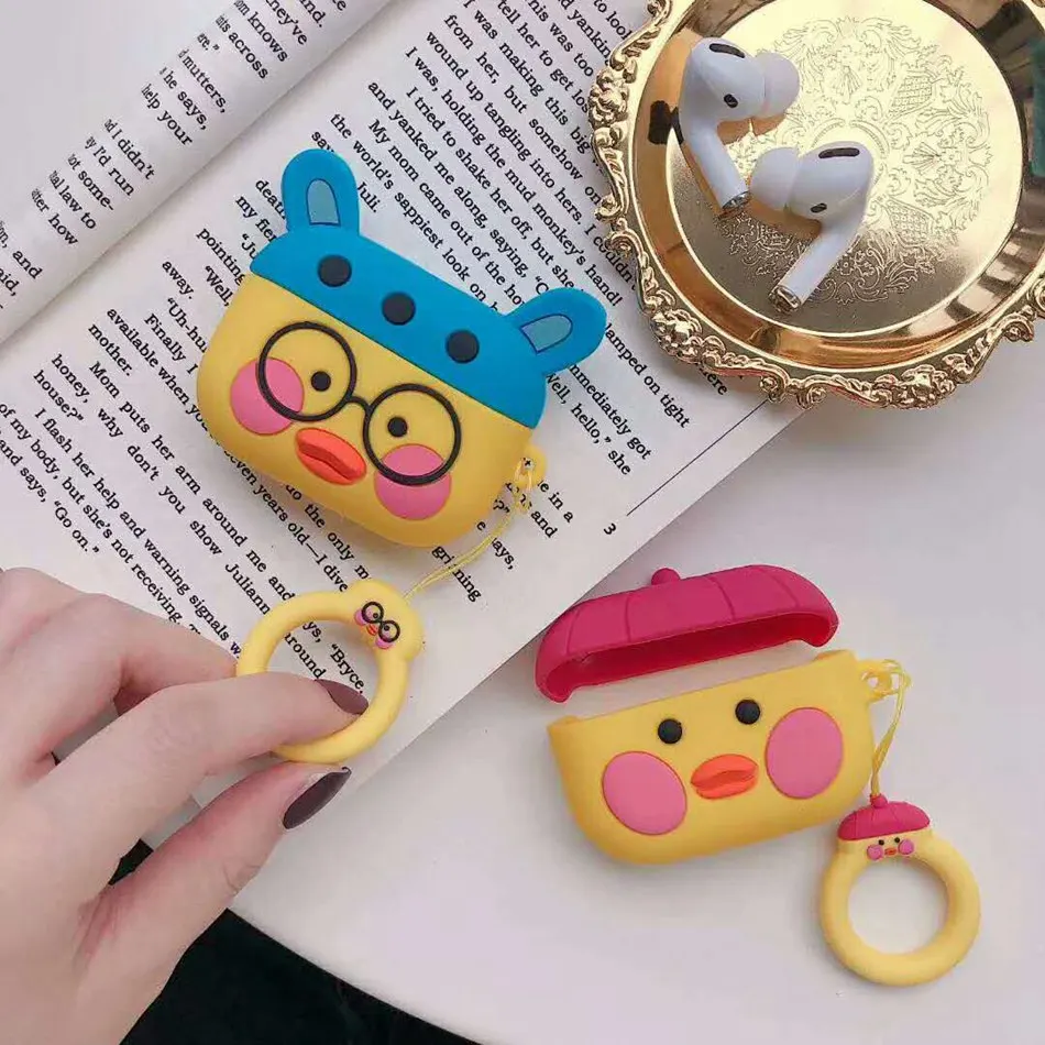 

For Apple AirPods Pro Case Cute 3D Cartoon Duck Fashion Earphone Case For AirPods 3 Air Pods Headset Prote Cover With Keychain