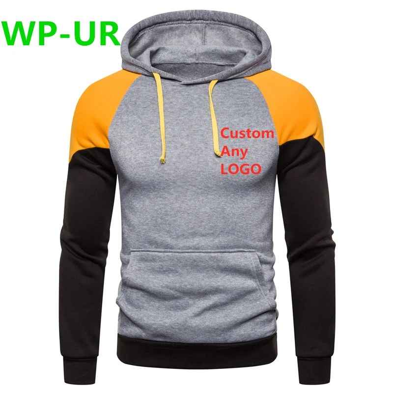 WP-UR, Корейская версия, на заказ, любой логотип, с капюшоном, с принтом, пэчворк, для мужчин, утепленная одежда, зимние толстовки для мужчин, уличная куртка