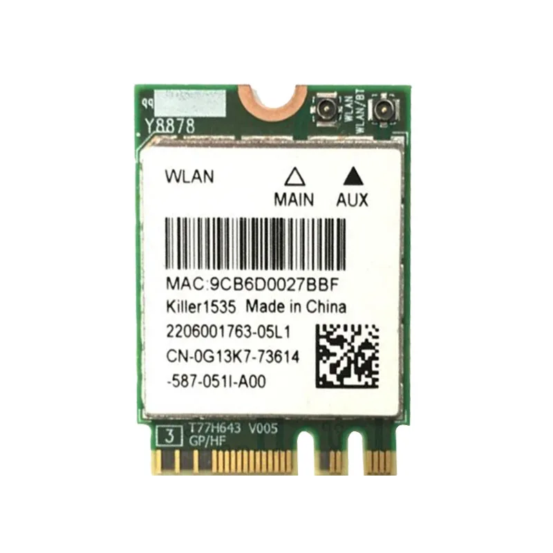 새로운 Wlan 2-in-1 킬러 무선 1535 802.11 A/b/g/n/ac + Bluetooth 4.1 M.2 2230 Wifi 카드 네트워크 802.11ac 867mbps 이더넷