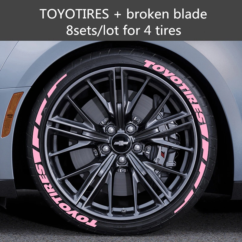 Универсальный стикер для шин s для автомобилей, авто, мотоциклов, резиновая наклейка, тюнинг автомобилей, наклейки, 3D логотип, Стайлинг, наклейки на колеса, высота 2,7 см - Название цвета: pink 8toyo tires8bb
