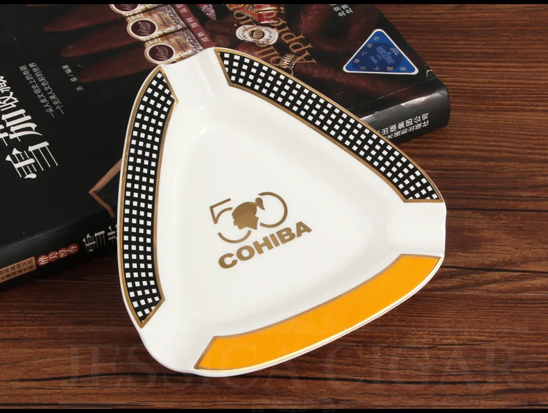 COHIBA пепельница для дома, 3 держателя, керамика, портативные пепельницы для сигар, пепельница для сигарет, аксессуары для сигар