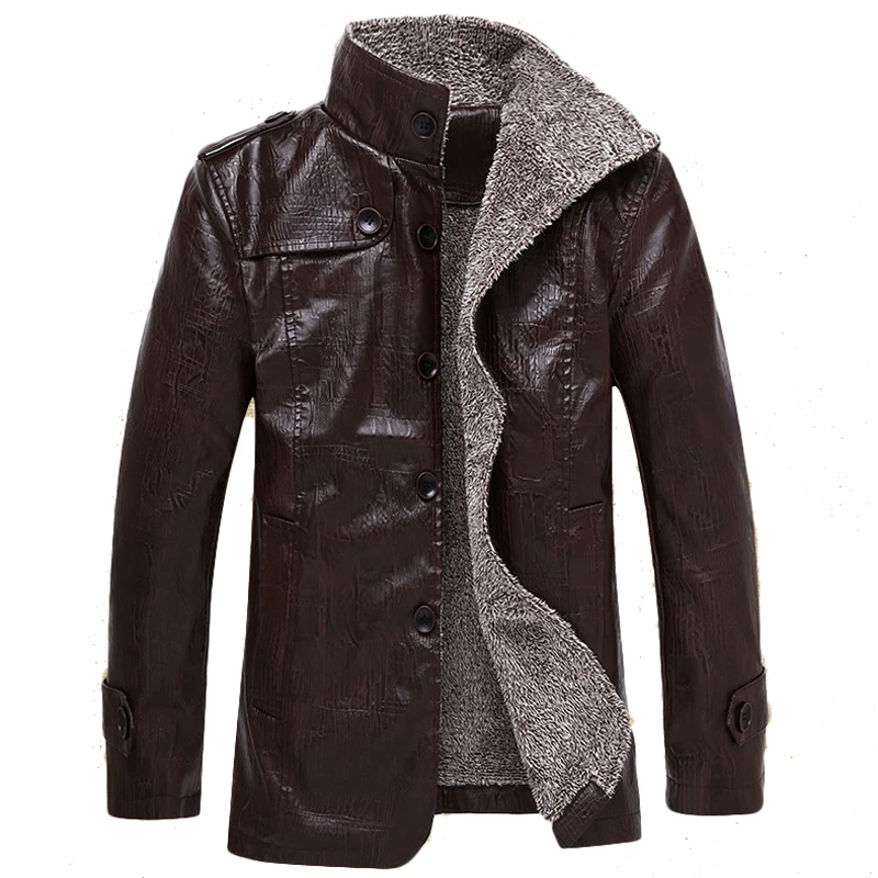 Winter Jacket Men PU Leather Motorcycle Warm Jackets Men Faux Leather Coat Jaqueta De Couro Masculina Men Fur Coats Clothes Nice