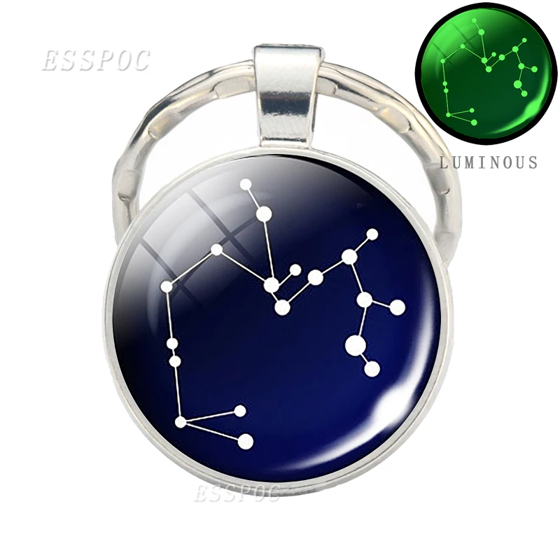 

Fashionmen Women Jewelry Constellations Glass Cabochon Luminous Pendant Kerchain