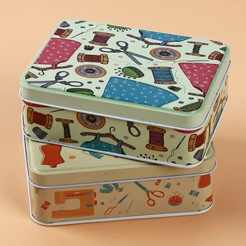 

Popular Metal Iron Box Cosmetic Box Sewing Kit Tin Box Thread Stitching Embroidery Craft Sewing Kits Home Organizer