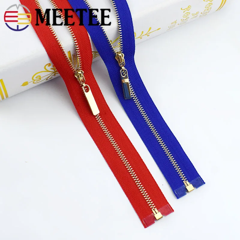 Металлические молнии с открытым концом Meetee 5 шт. 40/70 см 3 # золотые зубья