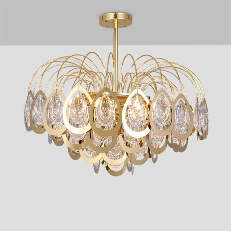 Postmodern peacock feather shape restaurant chandelier creative personality crystal light luxury living room bedroom | Лампы и
