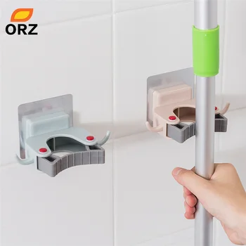 

ORZ Mop Broom Holder Rack Wall Mounted Storage Hanging Hooks Kitchen Rack Bathroom Cleaning Tools Organizer Garage Storage Hooks