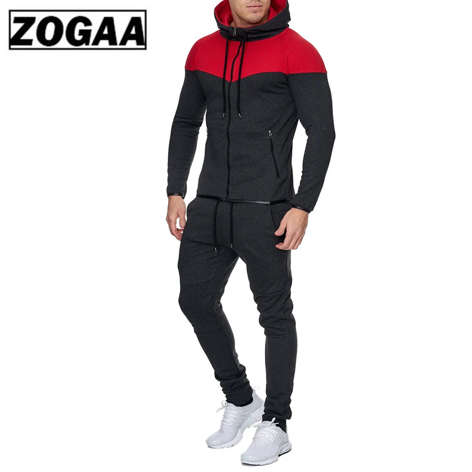 ZOGAA 2019 новый мужской спортивный костюм из 2 частей комплекты с капюшоном мужские