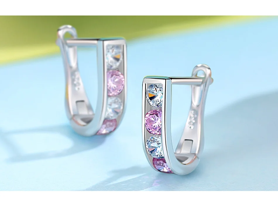 ELESHE, модные ювелирные изделия, голубые круглые серьги-кольца с кристаллами, 925 пробы серебряные серьги для девочек, вечерние серьги для детей, подарок для семьи