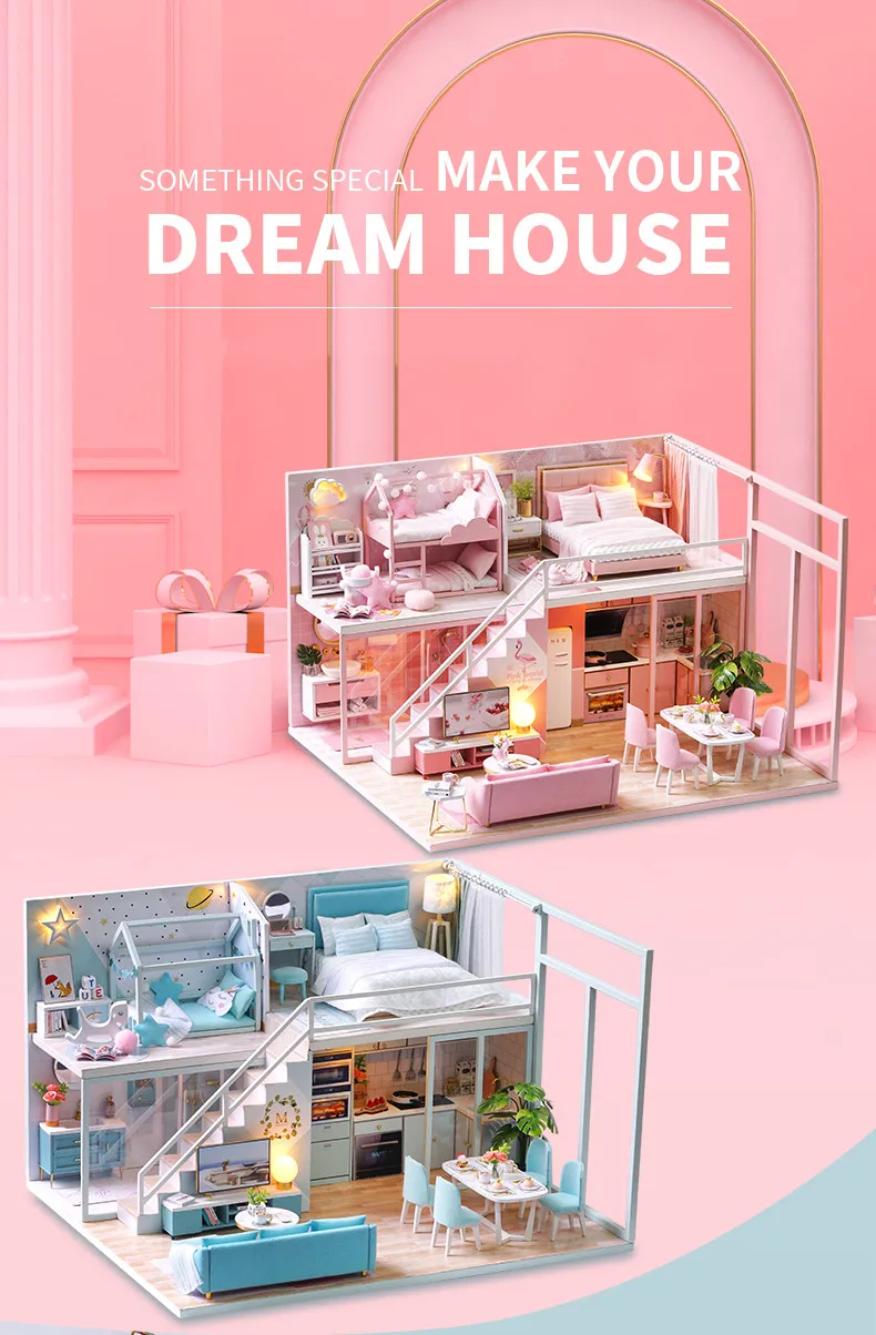 DIY Кукольный дом мебель встречи вашей сладкой жизни дом Миниатюрный Кукольный домик милые семьи дом Casinha De Boneca кукольный домик игрушки